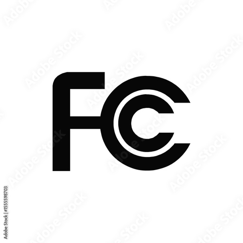 FCC Black Certified Icon Vector Sign