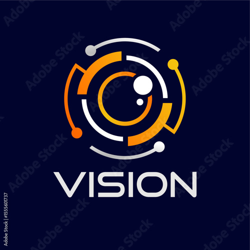 eye technology vector logo design, intelligence data protection with robot eye scan 