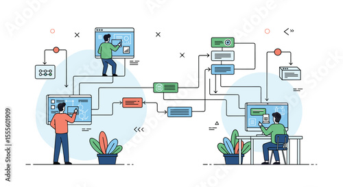 Digital Workflow Automation Connecting Teams Collaborating on Projects Using Technology and Software Solutions