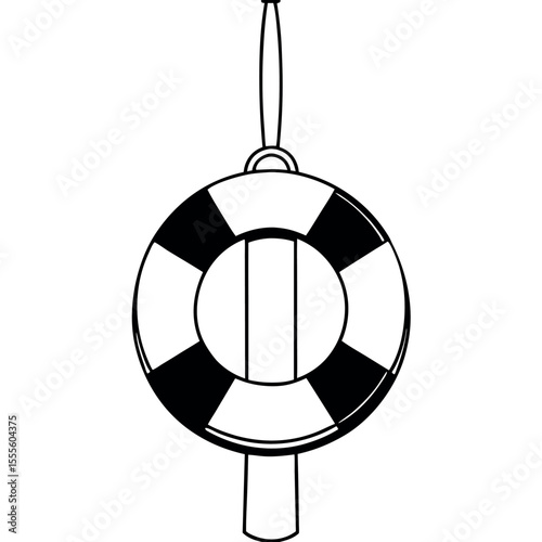 Three dimensional lifebuoy ring attached to a post illustration