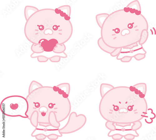 새침한 하트 고양이