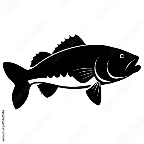Majestic largemouth bass silhouette illustration for aquatic designs