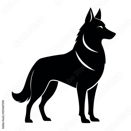 Alert german shepherd silhouette strong guard dog vector graphic