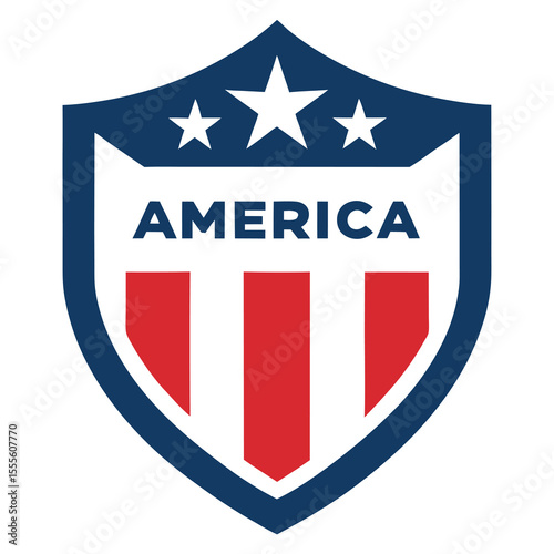 Patriotic american shield emblem with bold text