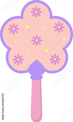 Pink Flower Pattern Fan Illustration