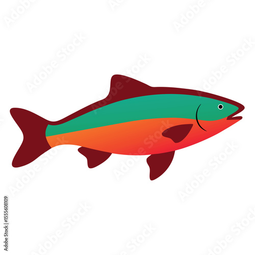 Vibrant rainbow trout silhouette illustration for aquatic designs