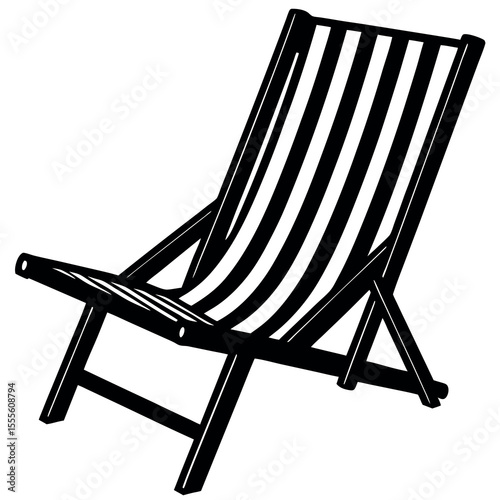 Simple beach chair silhouette on a clean white background