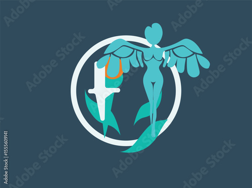A collection of modern, stylized health and wellness logos featuring human figures, wings, plant leaves, and heart icons. Perfect for medical clinics, holistic therapy, physiotherapy, gynecology, psyc