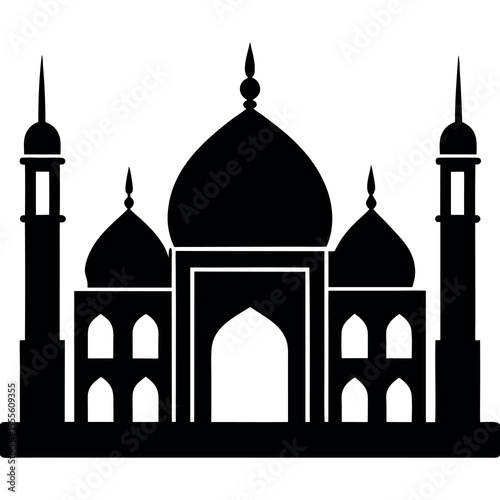 Flat blue mosque icon with clean lines and modern design