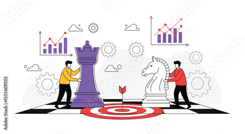 Strategic Chess Game for Business Planning and Market Analysis with Financial Charts