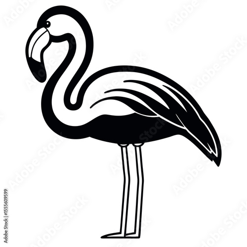 Simple bold flamingo illustration with clean lines and vibrant colors