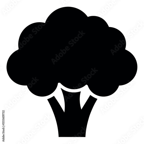 Simple broccoli silhouette icon for food and health graphics
