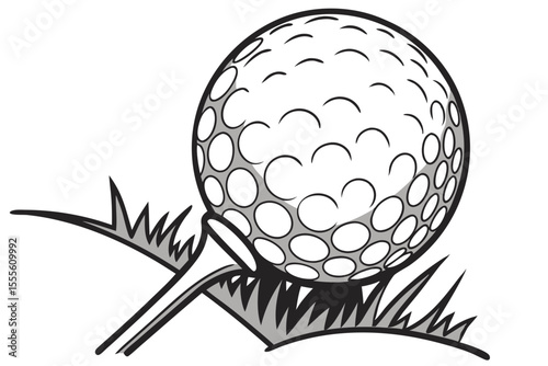 Close-up golf ball cut out, isolated with transparent background, ideal for sports ads or golf-themed promotions.