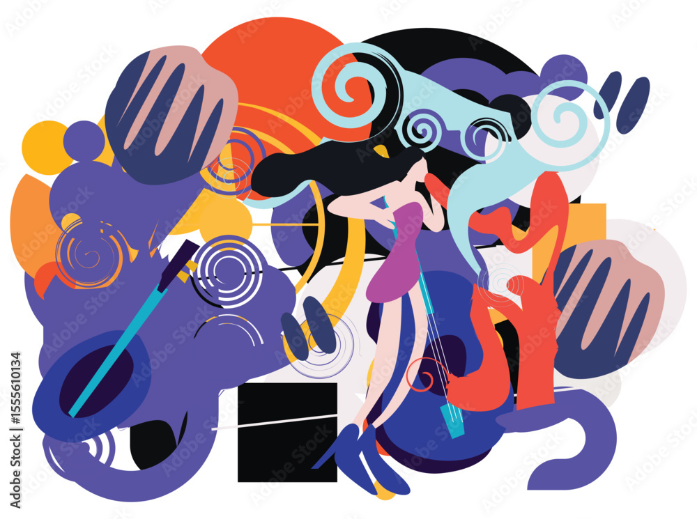 Fototapeta premium Art posters for the exhibition of painting, sculpture and music. Vector illustration of abstract background, roman column, greek sculpture, chess horse pattern for vector 6787878787