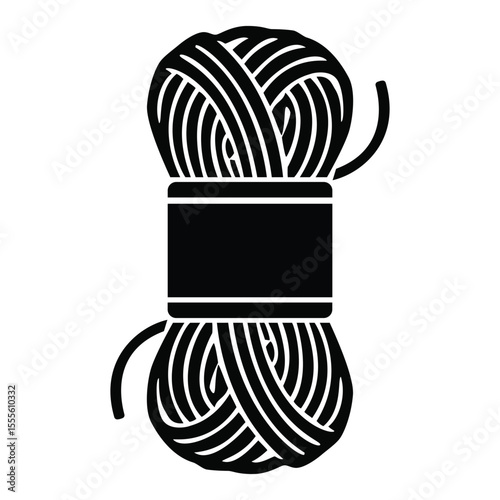 a black silhouette icon of a yarn ball or thread spool, perfect for crafting, knitting, and textile-related themes