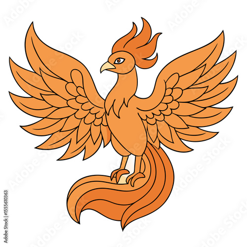 Adult coloring page phoenix rising with intricate details for relaxation