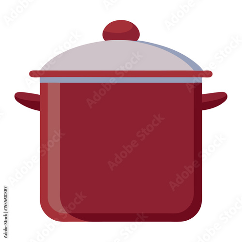 Simple cooking pot with lid illustration on a clean white background