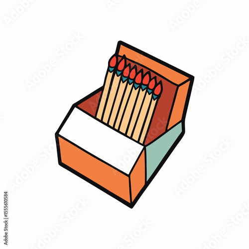 Hand drawn line art matches in a box graphic design