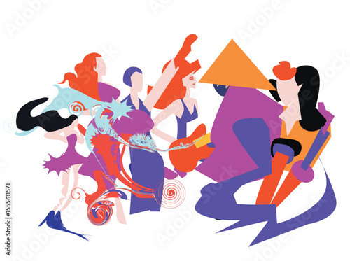 Art posters for the exhibition of painting, sculpture and music. Vector illustration of abstract background, roman column, greek sculpture, chess horse pattern for vector surrealist 066