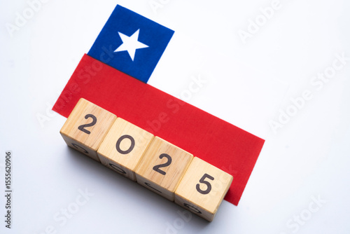2025, Chile, Chile flag with date block, Concept, Important events for Chile in the new year, election, economy, social activities, central bank, Chile foreign policy
