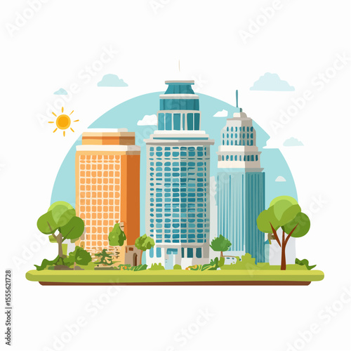 vector scene of a community garden in an urban setting