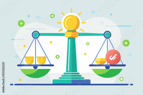 scale with money on one side and ideas on the other as light bulbs