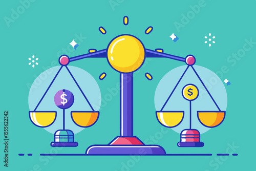 scale with money on one side and ideas on the other as light bulbs