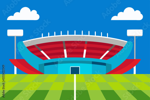 Majestic Stadium A vibrant illustration of a modern sports arena