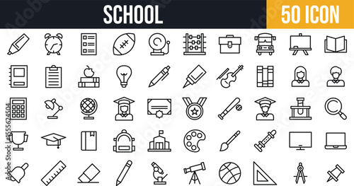 Education and School Icons pack. Learning, Teaching, Student, and Academic icon set.