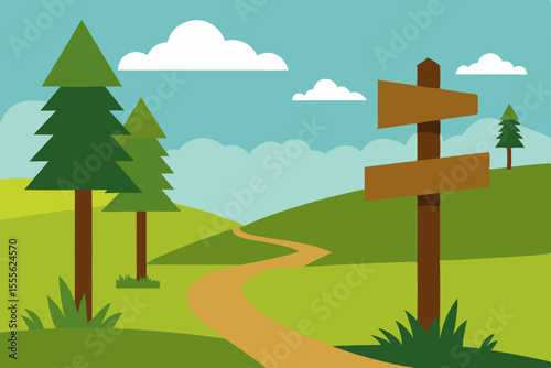Scenic Winding Path A Serene Nature Illustration