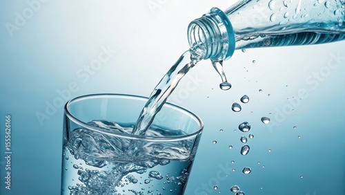 Wallpaper Mural Crystal Clear Water Pouring Gracefully from Bottle into Glass Torontodigital.ca