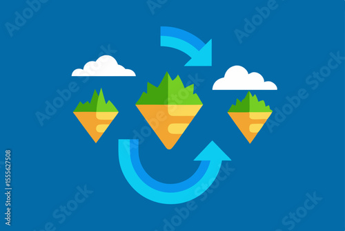 Floating Islands A Cyclical Ecosystem Illustration