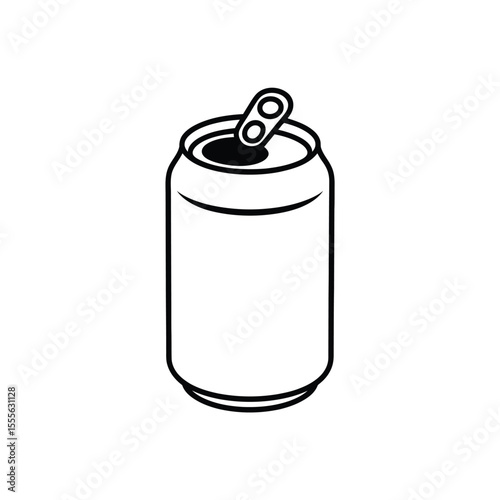 Simple Black and White Illustration of an Open Soda Can