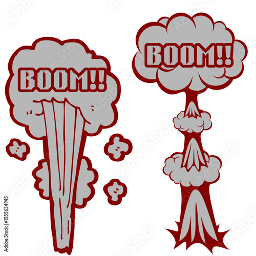 vector illustration set of images of bomb explosion effects