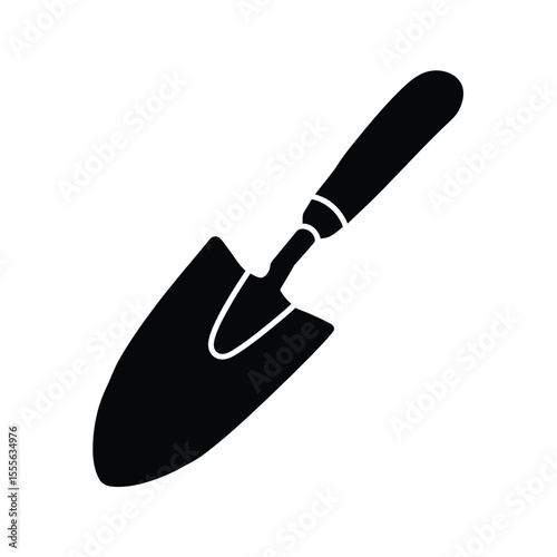 Black and White Silhouette of a Garden Trowel for Planting