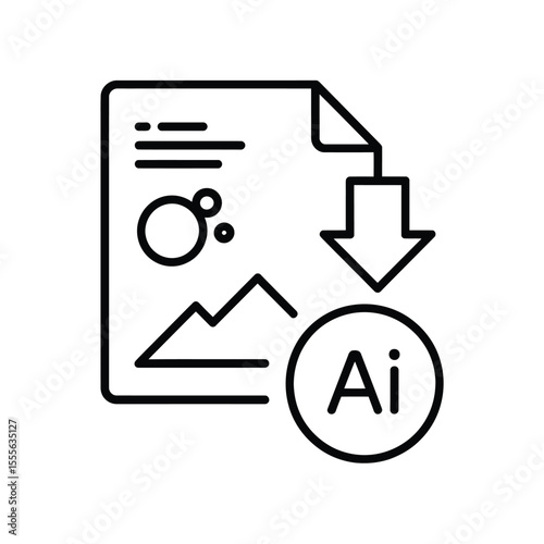 AI File Download Icon Document with Arrow and AI Symbol