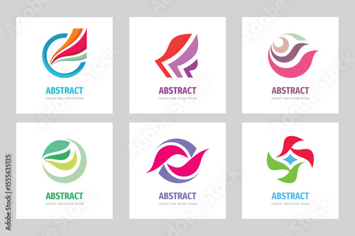 Abstract business logo set vector illustration. Concept business success strategy sign collection. Development symbols. Commuication icons. Graphic design elements.	