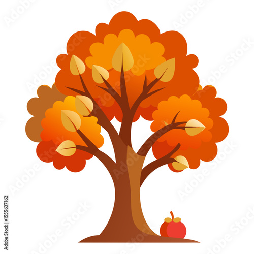 vector illustration of an apple tree