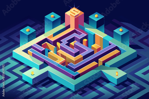 abstract business maze ending in money symbol