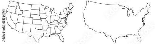 USA map – vector illustration of states and political boundaries