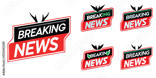 Breaking News Red Black White Graphic Design Elements Set news alert news banner