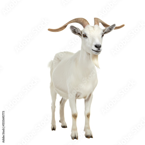 Majestic White Goat: Farm Animal Photography, Goat Portrait, Livestock, Animal, Agriculture