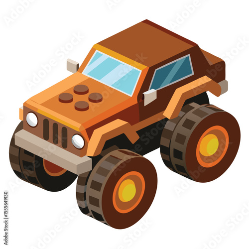 Isolated white background featuring a red toy tractor and a blue toy truck, perfect for showcasing miniature farm and construction vehicles
