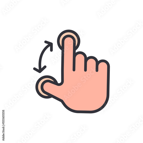Illustrative Representation Of Swiping Gesture With Hand Isolated On White