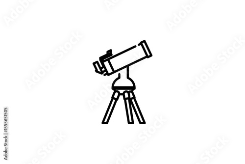 Telescope line icon space and astronomy magnify vector illustration design template on white background