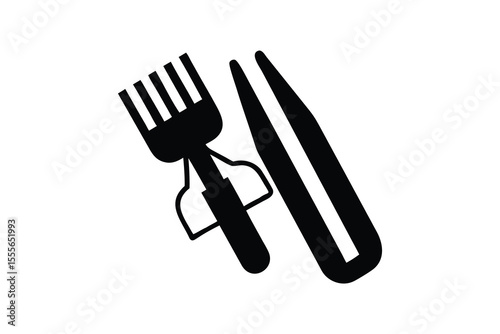 Simple Black and White Vector Illustration of Hair Cutting Tools