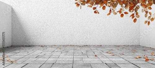 Empty space with autumn leaves