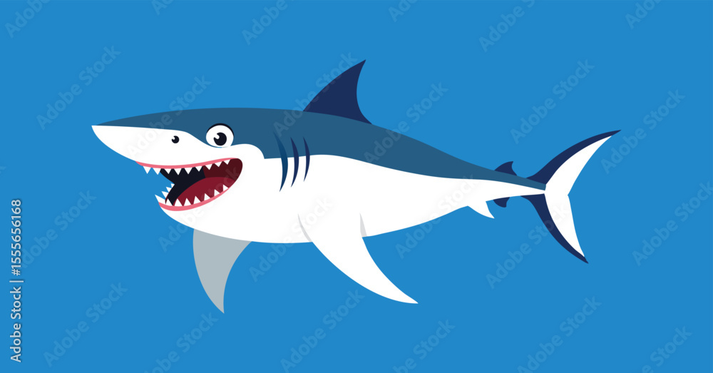 Naklejka premium A great white shark vector illustration