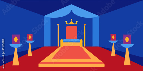 Luxury red and blue carpeted stairs leading to a celebrity entrance, celebrating success and fame