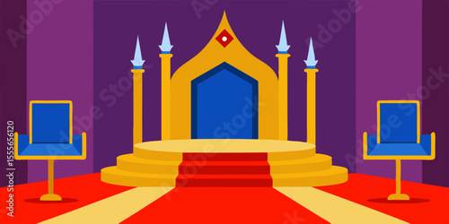 Red carpet success entrance on a white background, perfect for a Thai temple or movie gala celebration